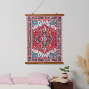 Crimson Heirloom: Moroccan Heritage Rug Art Hanging Tapestry