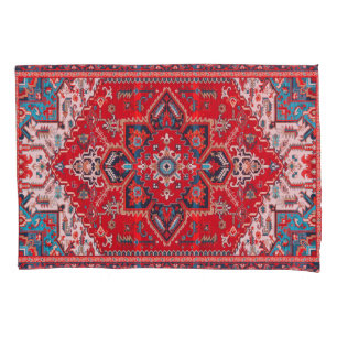 Crimson Heirloom: Moroccan Heritage Rug Art Pillowcase