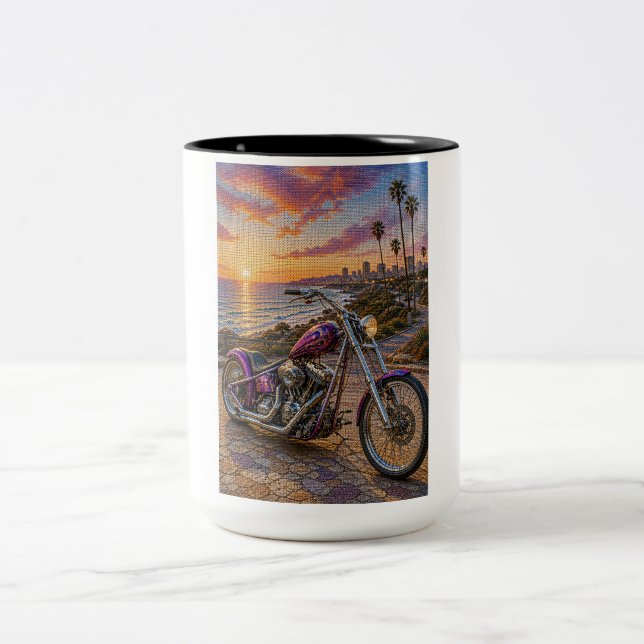 Crimson Highway Chopper Mosaic Art Mug (Center)