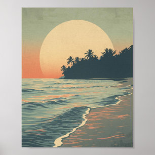 Crimson Horizon: Serene Sea Sunset Poster