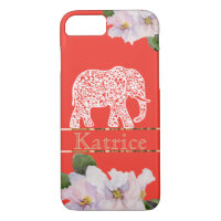 Crimson iPhone Case with White Elephant and Violet
