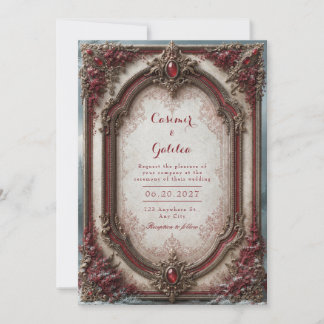 Crimson Jewel Baroque Wedding Invitation