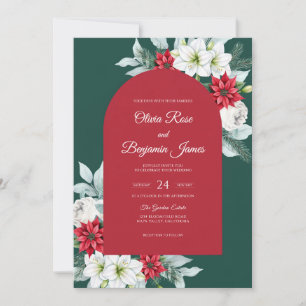 Crimson Juniper Dahlia Wedding Invitation