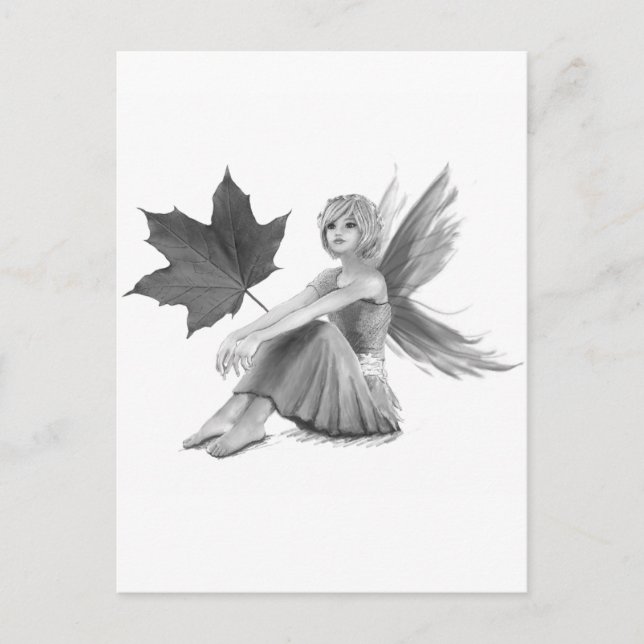 Crimson King Maple Fairy with Leaf Postcard (Front)
