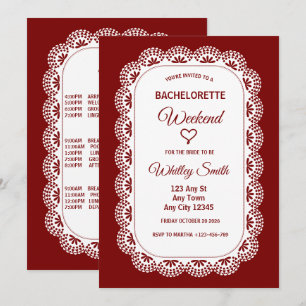 Crimson Lace Bachelorette Party Invitation