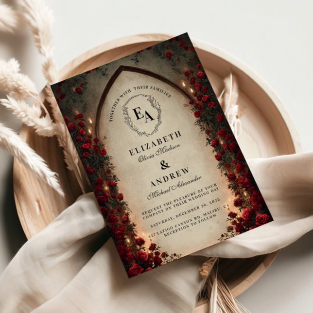 Crimson Lantern Gothic Wedding Invitation (Creator Uploaded)