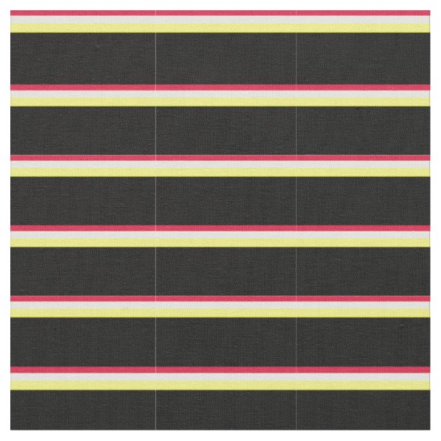 Crimson, Light Yellow, Yellow, and Black Stripes Fabric (Close Up)