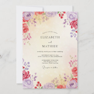 Crimson Lilac Wildflower Wedding Invitation