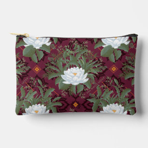 Crimson Lotus Elegance Pattern - The White Lotus Accessory Pouch
