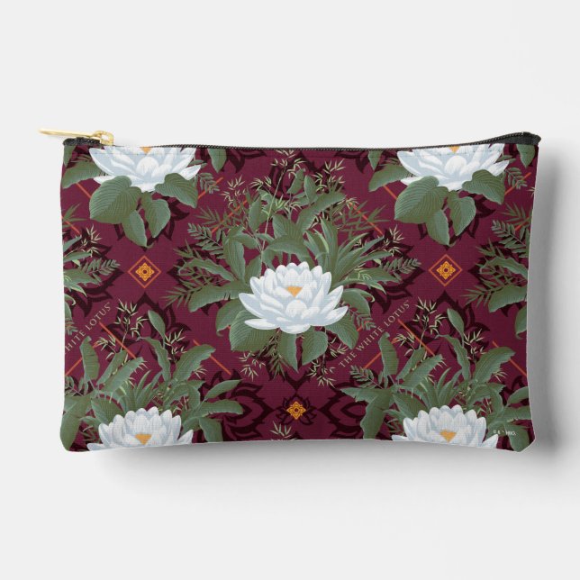 Crimson Lotus Elegance Pattern - The White Lotus Accessory Pouch (Front)