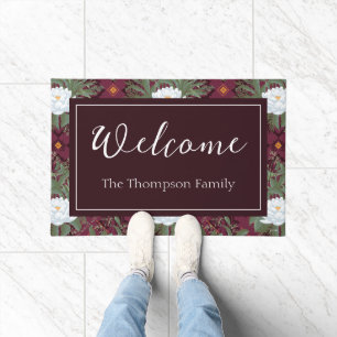 Crimson Lotus Elegance Pattern - The White Lotus Doormat