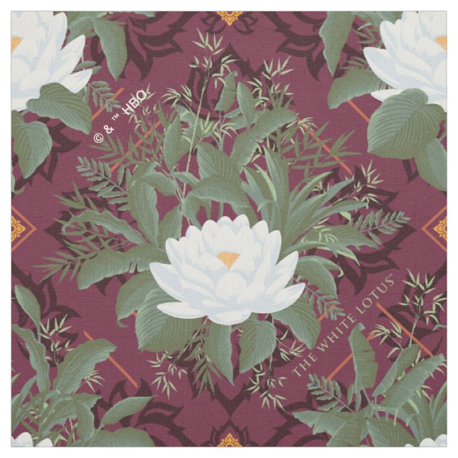Crimson Lotus Elegance Pattern - The White Lotus Fabric (Swatch)