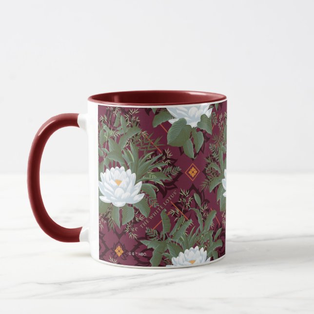 Crimson Lotus Elegance Pattern - The White Lotus Mug (Left)