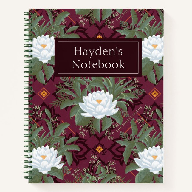 Crimson Lotus Elegance Pattern - The White Lotus Notebook (Front)