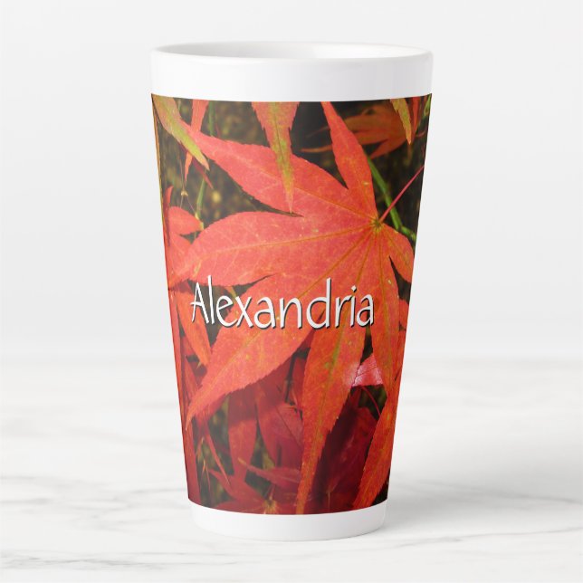 Crimson Maple Leaves - Large Personalized Latte Mug (Front)