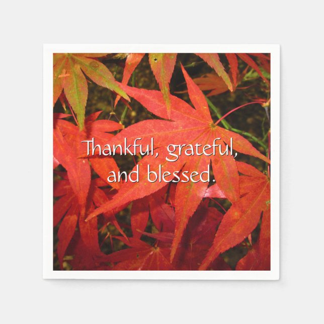 Crimson Maple Leaves - Personalized Thanksgiving Napkin (Front)