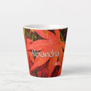 Crimson Maple Leaves - Small Personalised Latte Mug