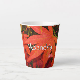Crimson Maple Leaves - Small Personalized Latte Mug
