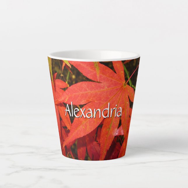 Crimson Maple Leaves - Small Personalized Latte Mug (Front)