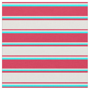 Crimson, Mint Cream, and Cyan Coloured Lines Fabric