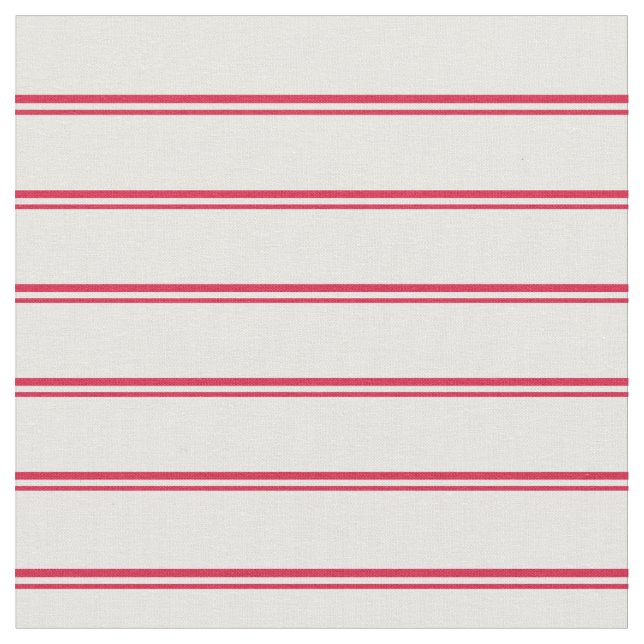 Crimson & Mint Cream Lined Pattern Fabric (Close Up)