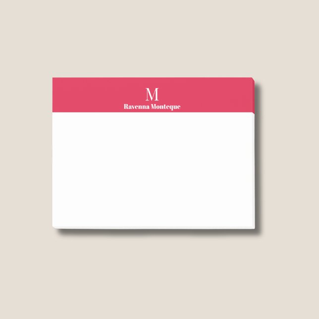 Crimson Modern Personalised Name Letter Monogram Post-it Notes (Creator Uploaded)