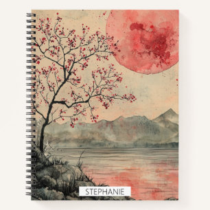 Crimson Moon Lakeside Ink Wash Notebook