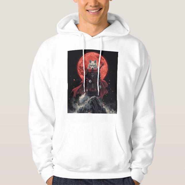 Crimson Moon Wolf Ronin Hoodie (Front)