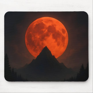 Crimson Moonrise Mountain Mouse Pad