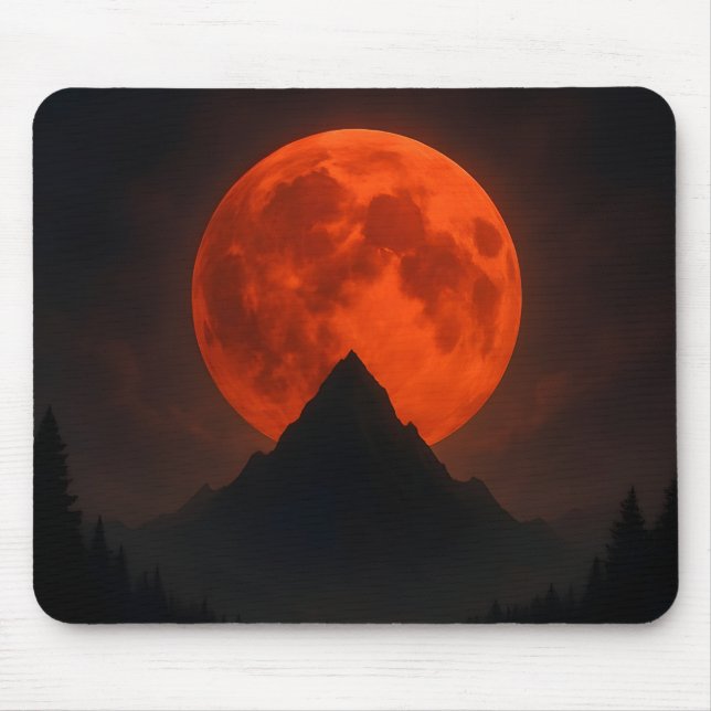 Crimson Moonrise Mountain Mouse Pad (Front)