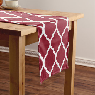 Crimson Moroccan Quatrefoil Short Table Runner