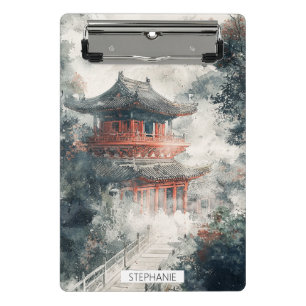 Crimson Mountain Pagoda Ink Wash (1) Mini Clipboard