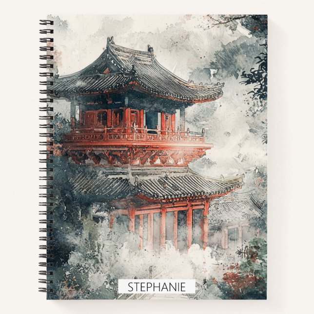 Crimson Mountain Pagoda Ink Wash (1) Notebook (Front)