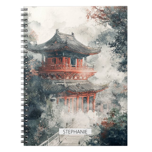 Crimson Mountain Pagoda Ink Wash (1) Notebook (Front)