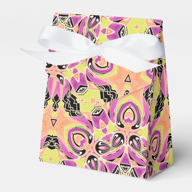 Crimson , multi-coloured mandala favour box (Front Side)