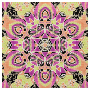Crimson , multi-coloured mandala , mandala ,lime , fabric
