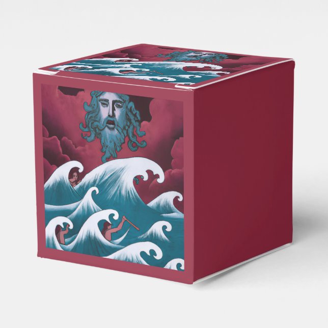 Crimson Neptune Oil Painting Favour Box (Front Side)
