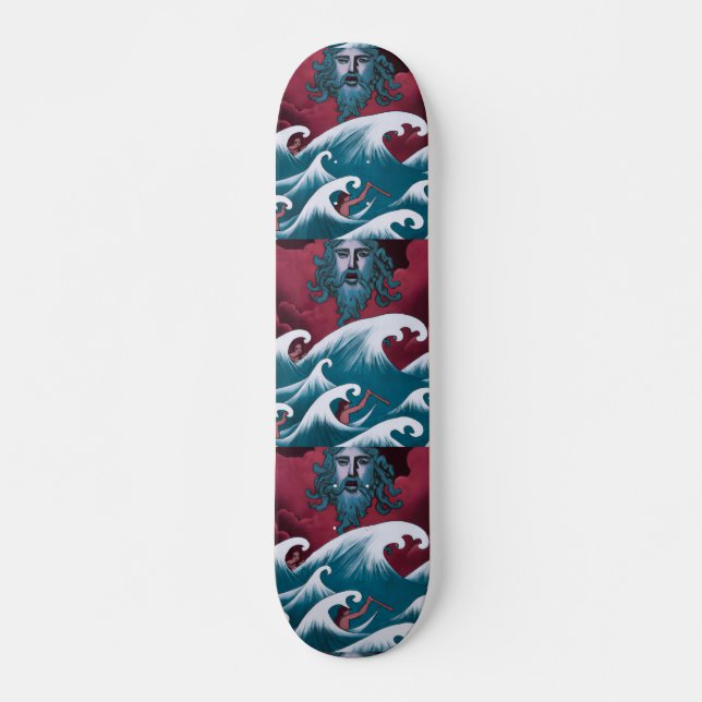 Crimson Neptune Oil Painting Skateboard (Front)
