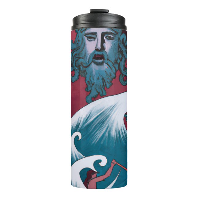 Crimson Neptune Oil Painting Thermal Tumbler (Front)