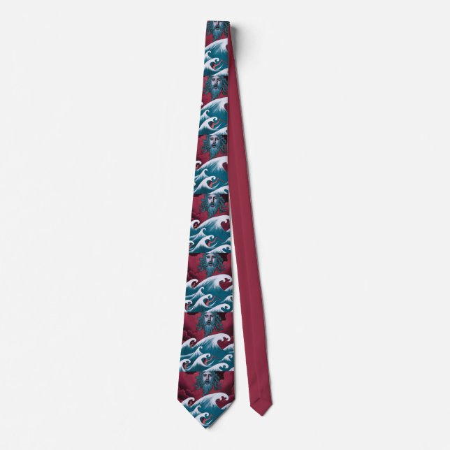 Crimson Neptune Oil Painting Tie (Front)