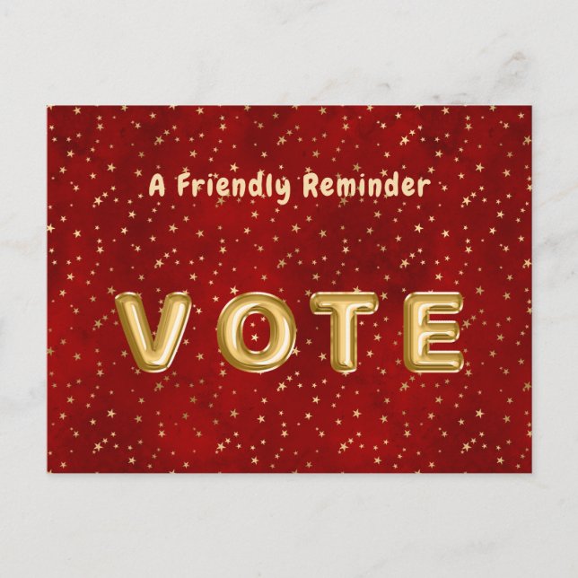 Crimson Nightfall Gold Star Illustration Postcard (Front)