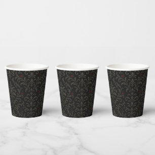 Crimson Nocturne Bloom Victorian  Paper Cups