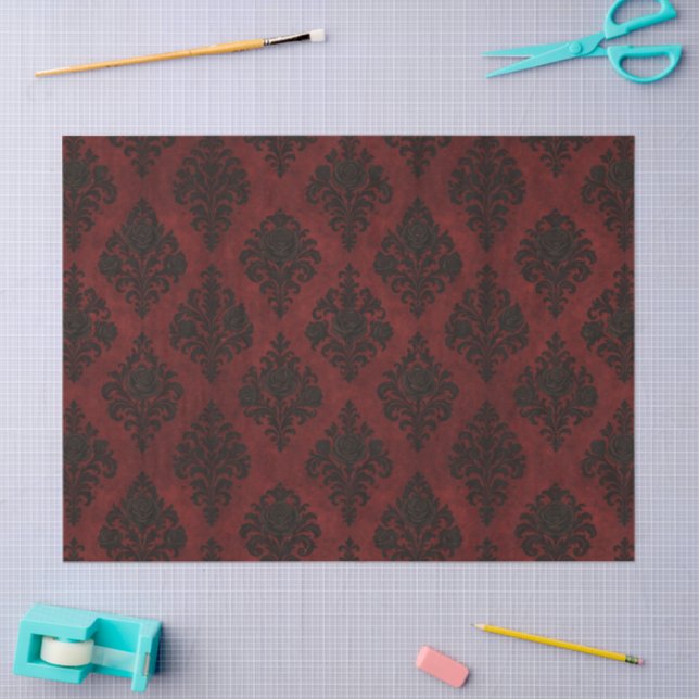 Crimson Nocturne Bloom Victorian  Tissue Paper (Craft)