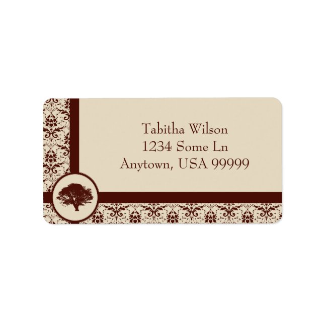 Crimson Oak Damask Address Label (Front)