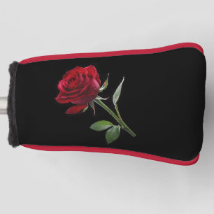 Crimson on Ebony: The Single Red Rose, Golf Head Cover