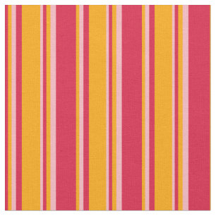 Crimson, Orange, and Light Pink Stripes Fabric