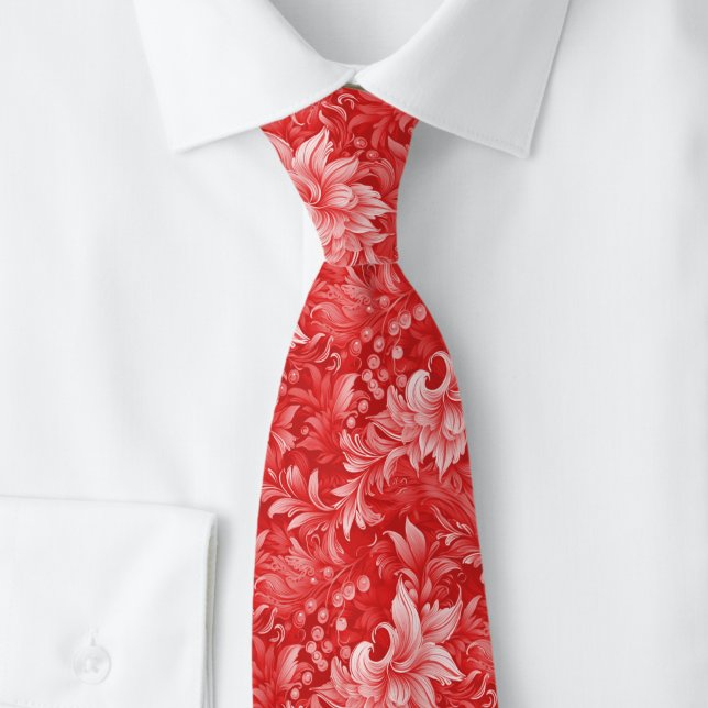 Crimson Ornate Botanical Tie (Creator Uploaded)