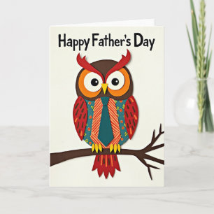 Crimson Owl Fathers Day Card