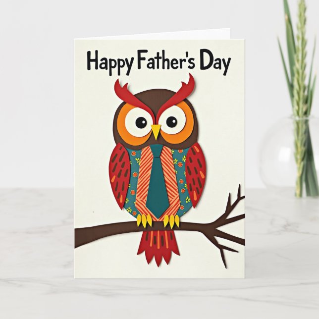 Crimson Owl Fathers Day Card (Front)