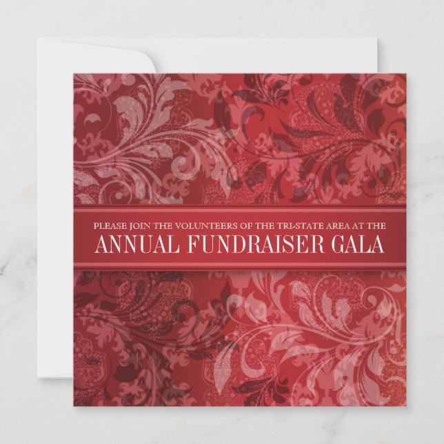Crimson Paisley Swirl Event Invitation (Front)